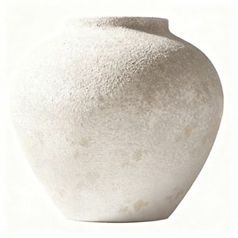 Large Round Vase Pottery Look Rustic Iron Farmhouse Centerpiece