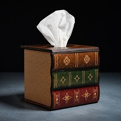 Retro Wooden Book Tissue Box Cover Square Dispenser for Home Office Car
