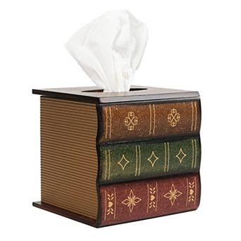 Retro Wooden Book Tissue Box Cover Square Dispenser for Home Office Car