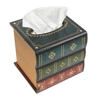 Retro Wooden Book Tissue Box Cover Square Dispenser for Home Office Car