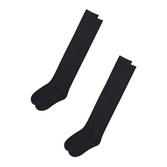 Women Elastic Cuffs Stretchy Over Knee Thigh High Socks 2 Pairs