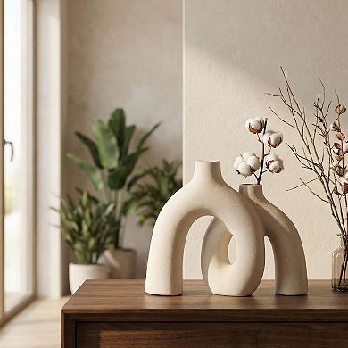 Modern Bohemian Style Vase Set Matte Ceramic Home Decor