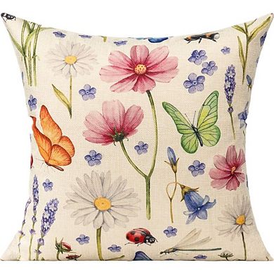 All Smiles Outdoor Floral Pillow Covers Set with Zipper, Durable Fabric