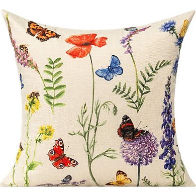 All Smiles Outdoor Floral Pillow Covers Set with Zipper, Durable Fabric