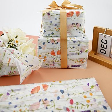 100 plant pattern tissues, green gift packaging, recyclable, decorative