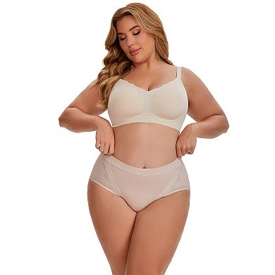 Women's High Rise Cotton Underwear Full Coverage Lace Briefs