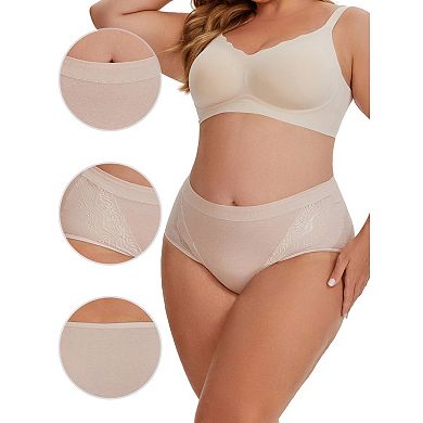 Women's High Rise Cotton Underwear Full Coverage Lace Briefs