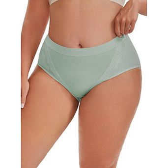 Women's High Rise Cotton Underwear Full Coverage Lace Briefs