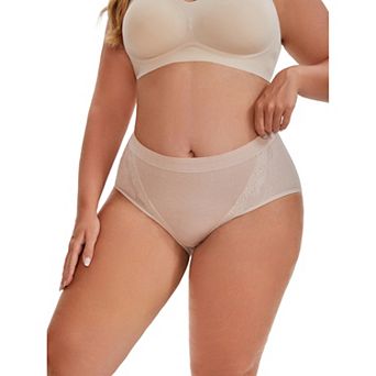 Women's High Rise Cotton Underwear Full Coverage Lace Briefs