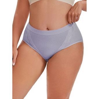 Women's High Rise Cotton Underwear Full Coverage Lace Briefs