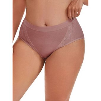 Women's High Rise Cotton Underwear Full Coverage Lace Briefs
