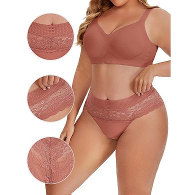 Women's Lace High Cut Briefs Full Coverage High Waisted Lace Underpants