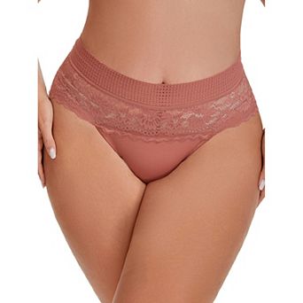 Women's Lace High Cut Briefs Full Coverage High Waisted Lace Underpants