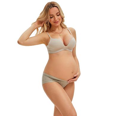 Maternity Postpartum Underwear Low Rise Pregnancy Briefs with Belly Support V-Cut Waist
