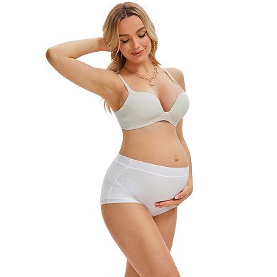 Women's High Waist Cotton Maternity Underwear Soft Jacquard Texture Briefs
