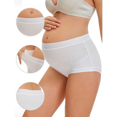 Women's High Waist Cotton Maternity Underwear Soft Jacquard Texture Briefs