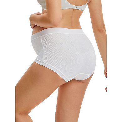 Women's High Waist Cotton Maternity Underwear Soft Jacquard Texture Briefs