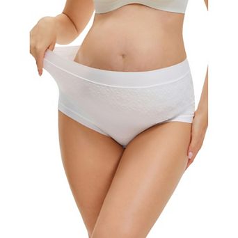 Women's High Waist Cotton Maternity Underwear Soft Jacquard Texture Briefs