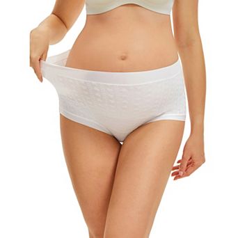 Women's High Waist Cotton Maternity Underwear Soft Jacquard Texture Briefs