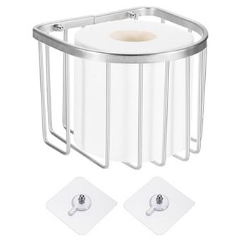 Adhesive Toilet Paper Holder Aluminum Shower Caddy with Adhesive Pads No Drill Wall Mounted Bathroom
