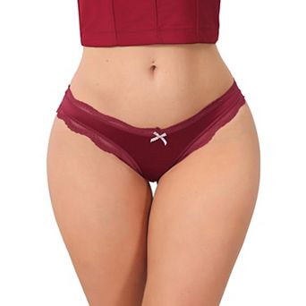 Women's Low Rise Satin Panties Underwear Floral Lace Trim Briefs