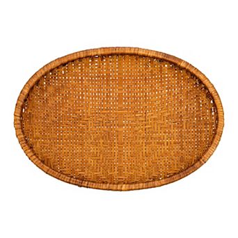 Handmade Rattan Serving Tray Woven Rectangular Basket Tabletop Organizer 11.4"Lx7.9"Wx2"H