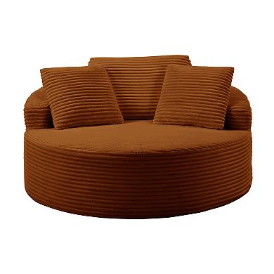 Oversized Round Chaise Lounge Chair,Corduroy Cloud Large Circle Sofa Chair, No Assembly Required