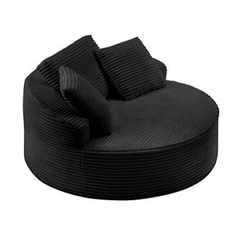 Oversized Round Chaise Lounge Chair,Corduroy Cloud Large Circle Sofa Chair, No Assembly Required