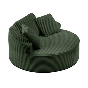 Oversized Round Chaise Lounge Chair,Corduroy Cloud Large Circle Sofa Chair, No Assembly Required