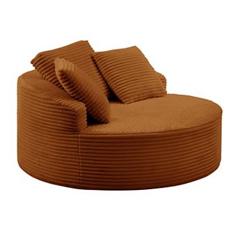 Oversized Round Chaise Lounge Chair,Corduroy Cloud Large Circle Sofa Chair, No Assembly Required