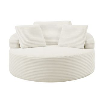 Oversized Round Chaise Lounge Chair,Corduroy Cloud Large Circle Sofa Chair, No Assembly Required