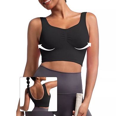 Womens Longline Sports Bra Workout Crop Tank Top