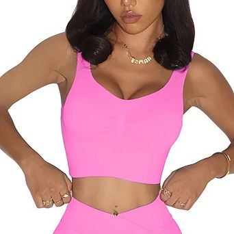 Womens Longline Sports Bra Workout Crop Tank Top