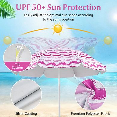 YIORTWO 4 Piece Beach Umbrella Set with Chairs Blanket UPF 50+ Sun Shelter