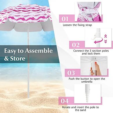 YIORTWO 4 Piece Beach Umbrella Set with Chairs Blanket UPF 50+ Sun Shelter
