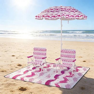 YIORTWO 4 Piece Beach Umbrella Set with Chairs Blanket UPF 50+ Sun Shelter