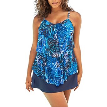 Women's Ruffled Tiered Tankini Swimwear 2 pc Skirted Bathing Suit for Beach & Pool