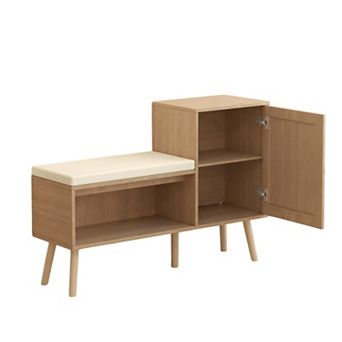 Lufeiya Shoe Storage Bench with Adjustable Shelves and Removable Cushion Seat