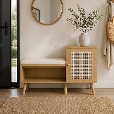 Lufeiya Shoe Storage Bench with Adjustable Shelves and Removable Cushion Seat