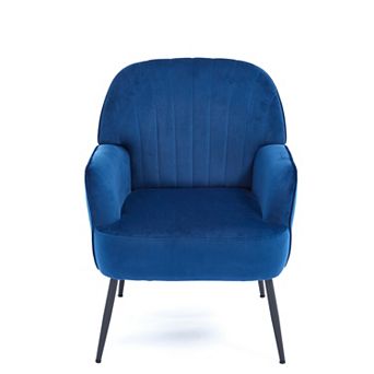 Lufeiya Velvet Barrel Accent Chair with Metal Legs for Living Room Bedroom