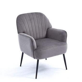 Lufeiya Velvet Barrel Accent Chair with Metal Legs for Living Room Bedroom
