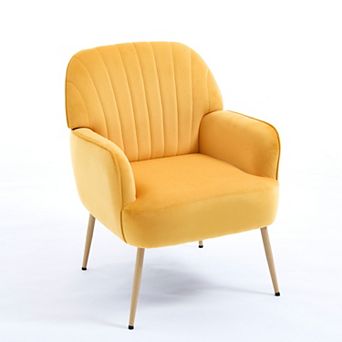 Lufeiya Velvet Barrel Accent Chair with Metal Legs for Living Room Bedroom