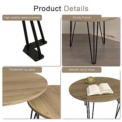Lufeiya Modern Round Set of 2 Nesting Coffee Table for Living room