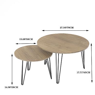 Lufeiya Modern Round Set of 2 Nesting Coffee Table for Living room