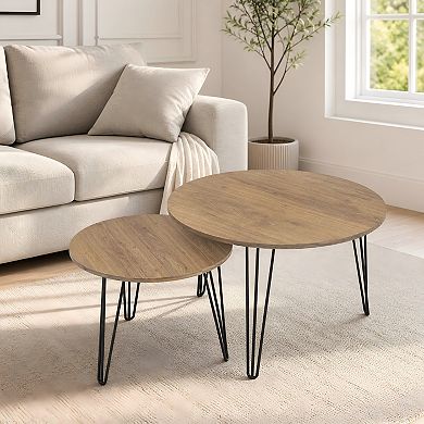 Lufeiya Modern Round Set of 2 Nesting Coffee Table for Living room