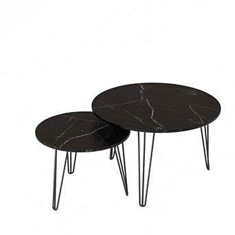 Lufeiya Modern Round Set of 2 Nesting Coffee Table for Living room