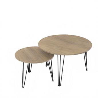 Lufeiya Modern Round Set of 2 Nesting Coffee Table for Living room