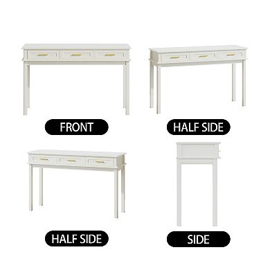 Lufeiya Modern Vanity Desk with 3 Drawers for Bedroom, Cream White
