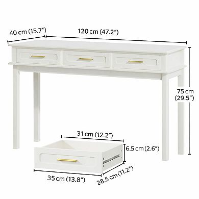 Lufeiya Modern Vanity Desk with 3 Drawers for Bedroom, Cream White