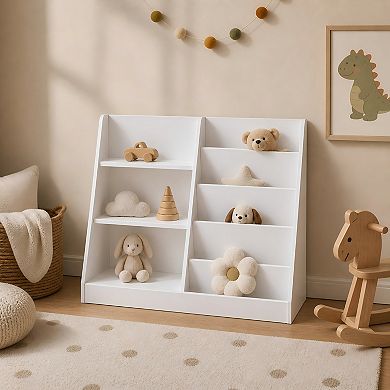 Lufeiya Kids Bookshelf and Toy Storage Organizer, 4-Tier Bookcase Display Stand